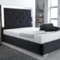 Black Velvet Mirror Bed Ottoman Storage